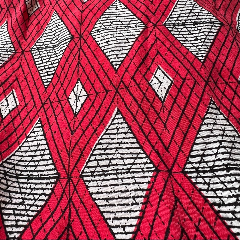 Collective Concepts Dress Sleeveless Pockets Geometric Diamond Red White XS - Picture 6 of 15